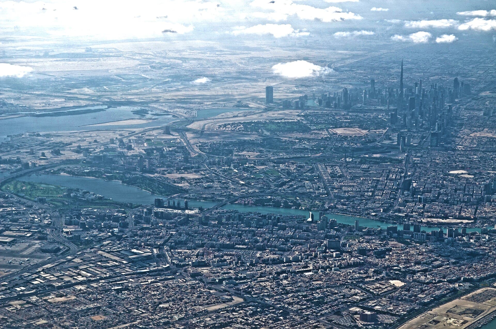 Dubai seen from the window of a plane