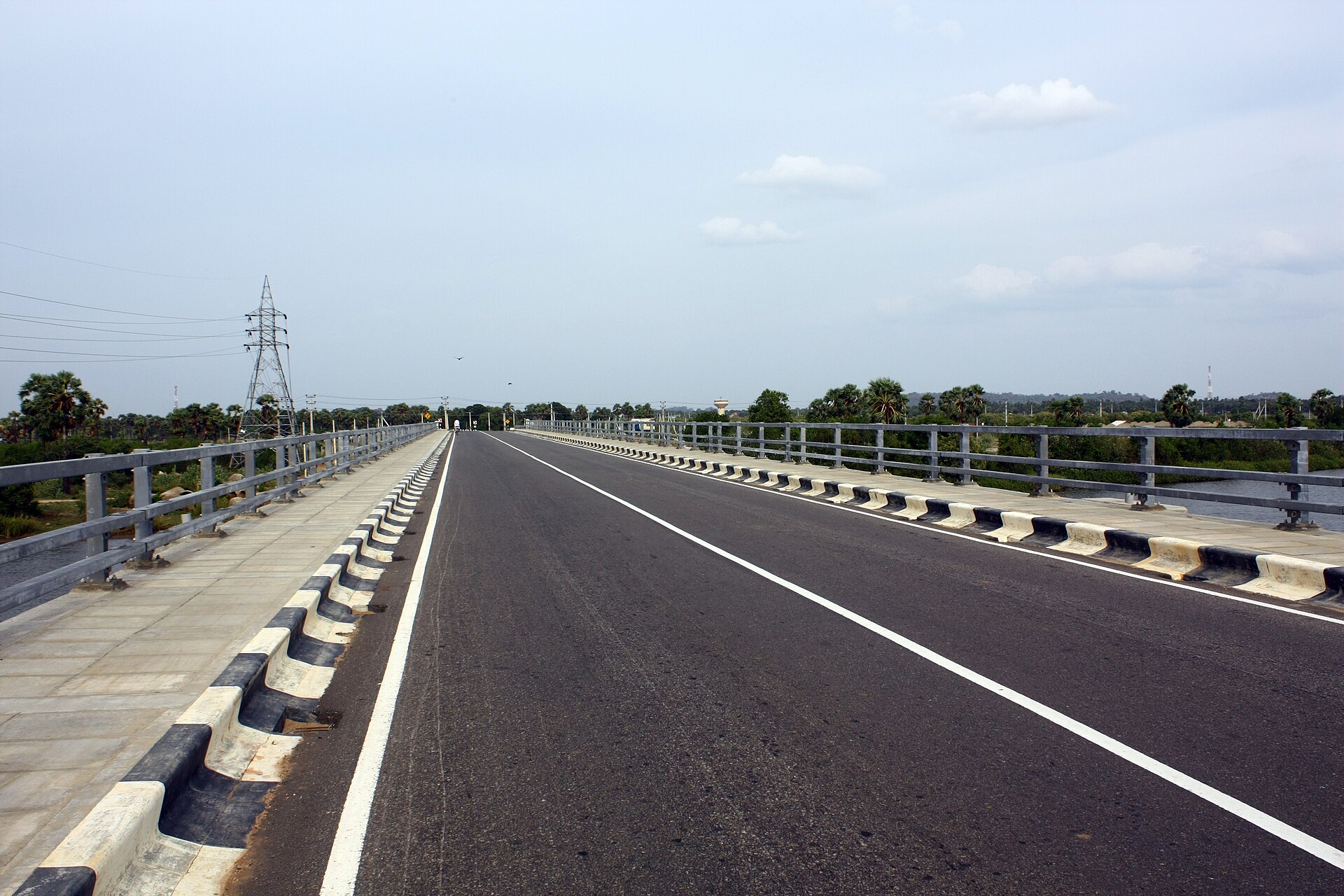 The empty road across Ralkuli Bridge near Trincomalee