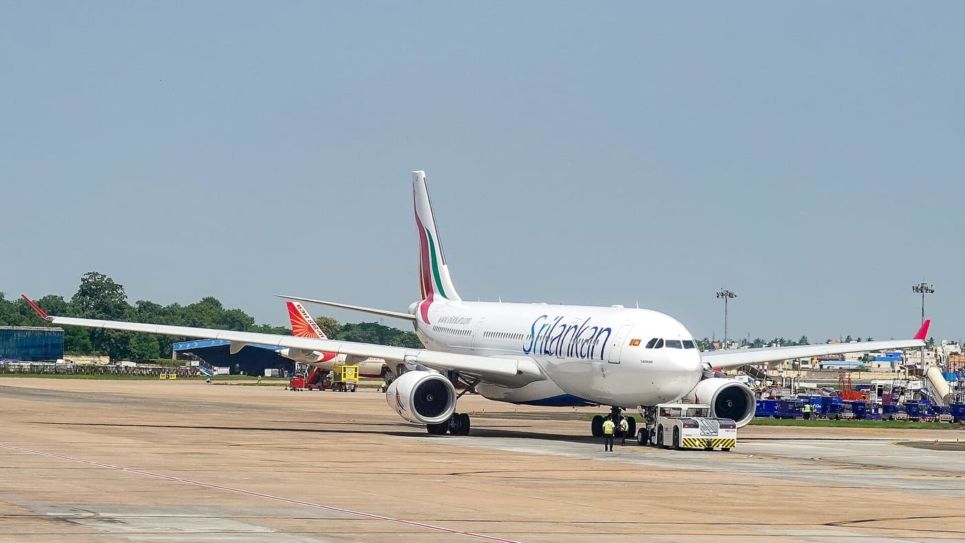 A SriLankan Airlines Airbus A330 taxiing at Chennai airport