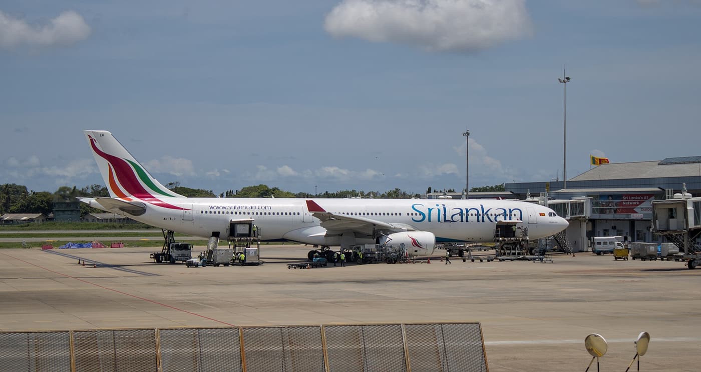 A SriLankan Airlines Airbus A330-300 parked at the terminal